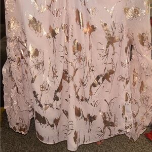 Worthington Light Pink Skirt with Rose Gold Metallic Floral Accents